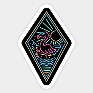 neon flamingo monoline Sticker